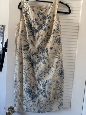 Jessica Howard Cream Midi Dress with Blue Floral Design